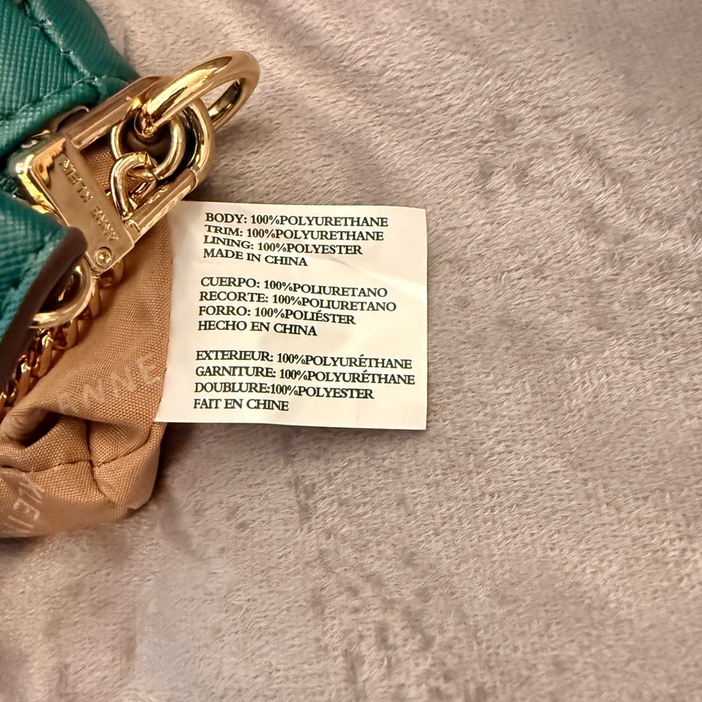NWT Anne Klein Mini Teal/Green Crossbody with Gold Chain Detail - Picture 8 of 9